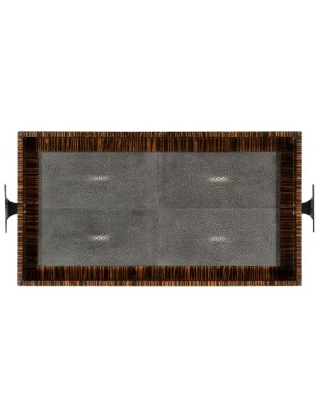 Square & Rectangular Side Tables Faux Macassar Ebony & Black Shagreen Tray-21