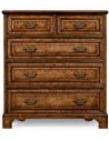 LUXURY BEDROOM FURNITURE George II style burr oak chest of five drawers.