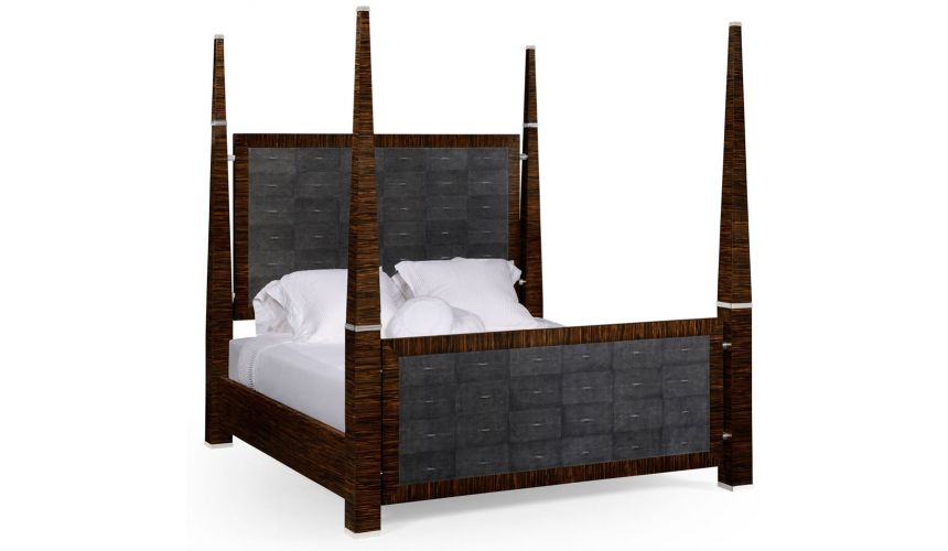 BEDS - Queen, King & California King Sizes Faux macassar & anthracite faux shagreen bed.
