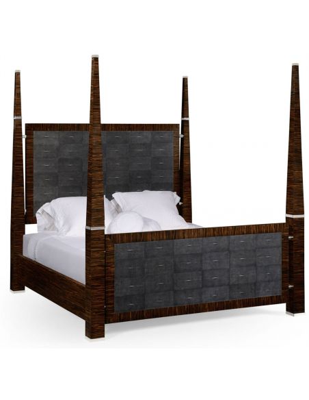 BEDS - Queen, King & California King Sizes Faux macassar & anthracite faux shagreen bed.