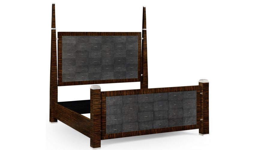 BEDS - Queen, King & California King Sizes Faux macassar & anthracite faux shagreen bed.