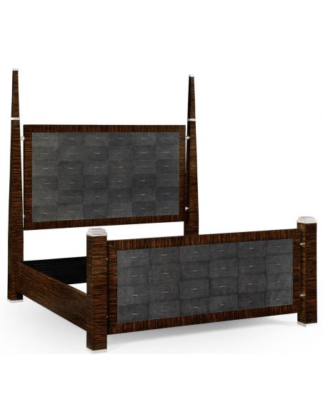 BEDS - Queen, King & California King Sizes Faux macassar & anthracite faux shagreen bed.