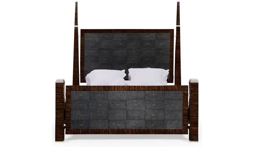 BEDS - Queen, King & California King Sizes Faux macassar & anthracite faux shagreen bed.