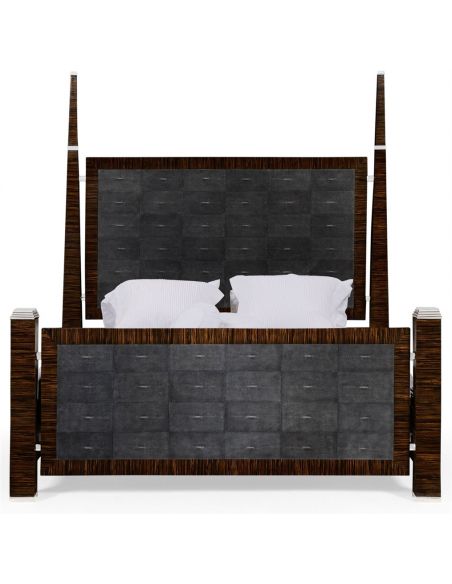 BEDS - Queen, King & California King Sizes Faux macassar & anthracite faux shagreen bed.