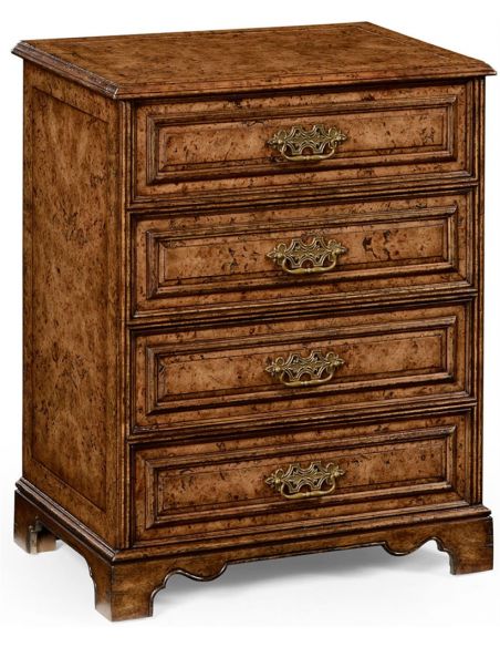 Burr oak chest of drawers.