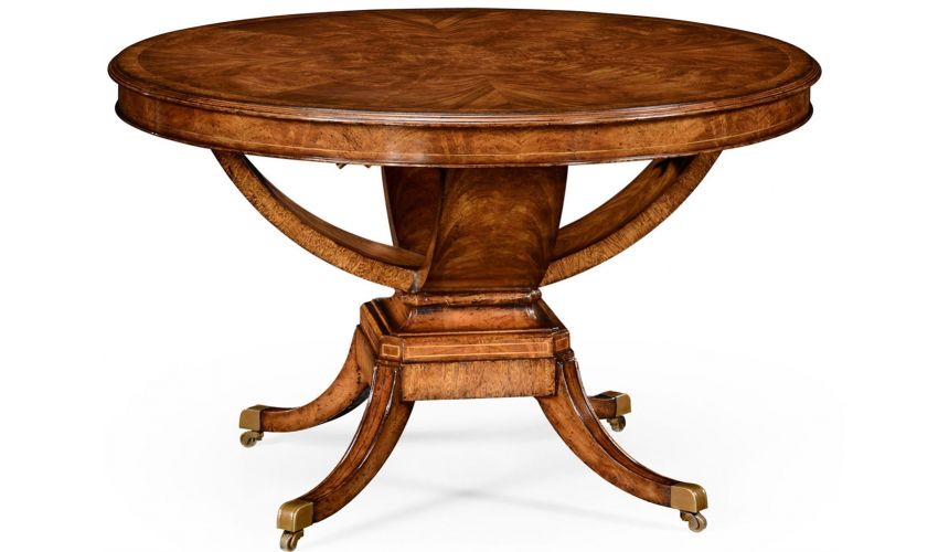 Dining Tables Biedermeier style crotch walnut centre or library table.