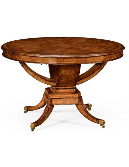 Biedermeier style crotch walnut centre or library table.
