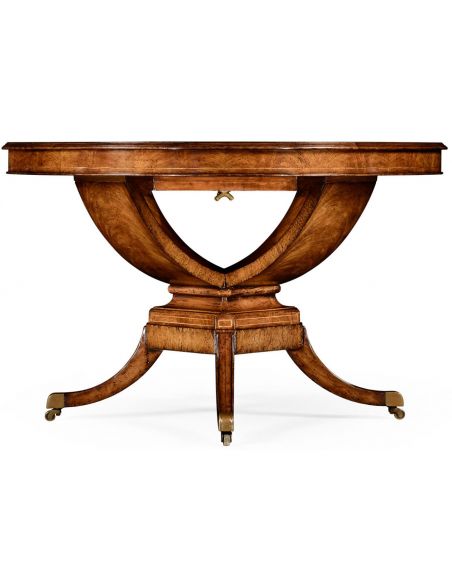 Dining Tables Biedermeier style crotch walnut centre or library table.
