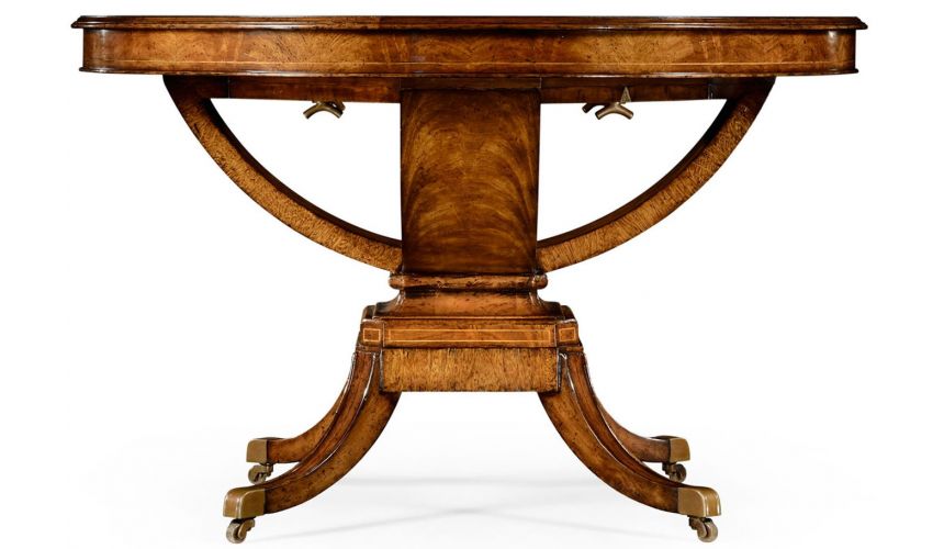 Dining Tables Biedermeier style crotch walnut centre or library table.