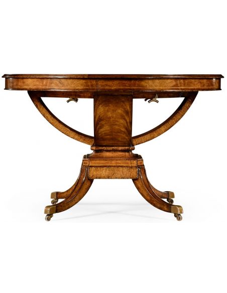 Dining Tables Biedermeier style crotch walnut centre or library table.