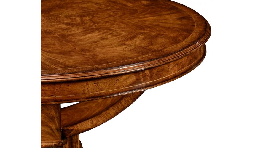 Dining Tables Biedermeier style crotch walnut centre or library table.
