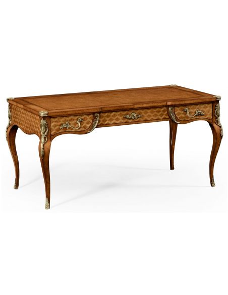 Satinwood and marquetry bureau plat.