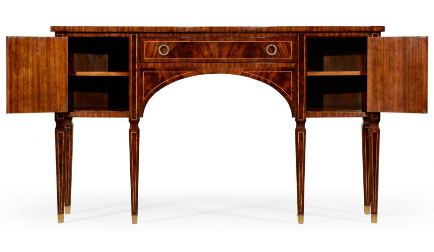 Breakfronts & China Cabinets Regency mahogany bow fronted sideboard.