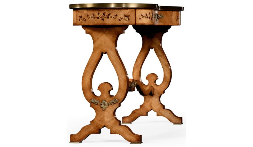 LUXURY BEDROOM FURNITURE Satinwood kidney dressing table.