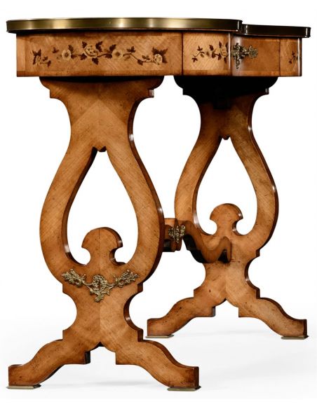 LUXURY BEDROOM FURNITURE Satinwood kidney dressing table.