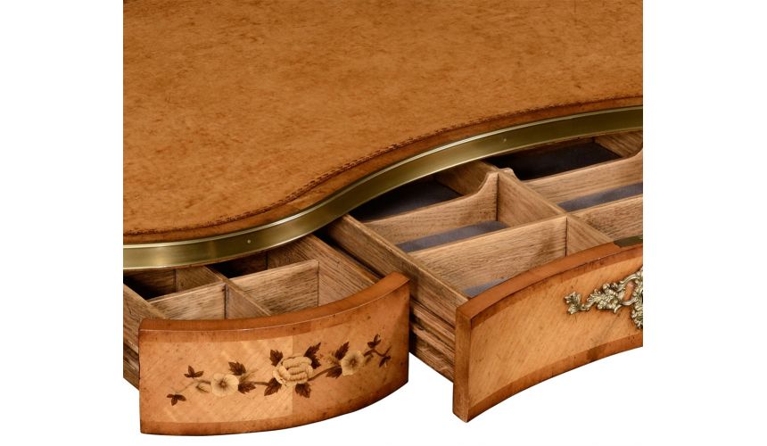 LUXURY BEDROOM FURNITURE Satinwood kidney dressing table.