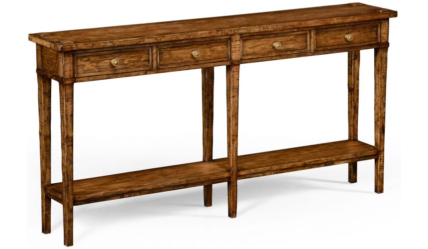 Console & Sofa Tables Country living style walnut four drawer console table.