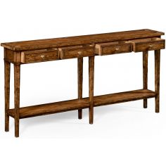 Console & Sofa Tables Country living style walnut four drawer console table. 2