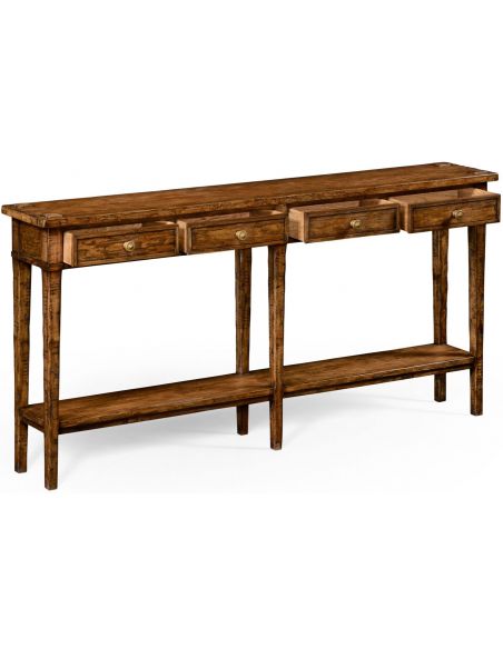 Console & Sofa Tables Country living style walnut four drawer console table.