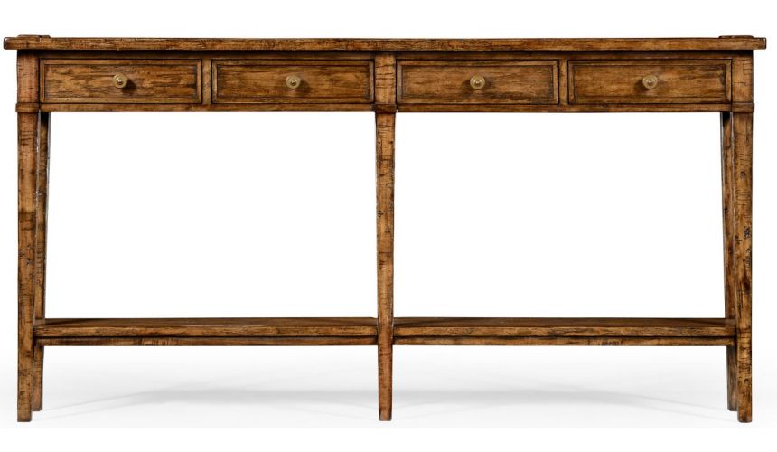 Console & Sofa Tables Country living style walnut four drawer console table.