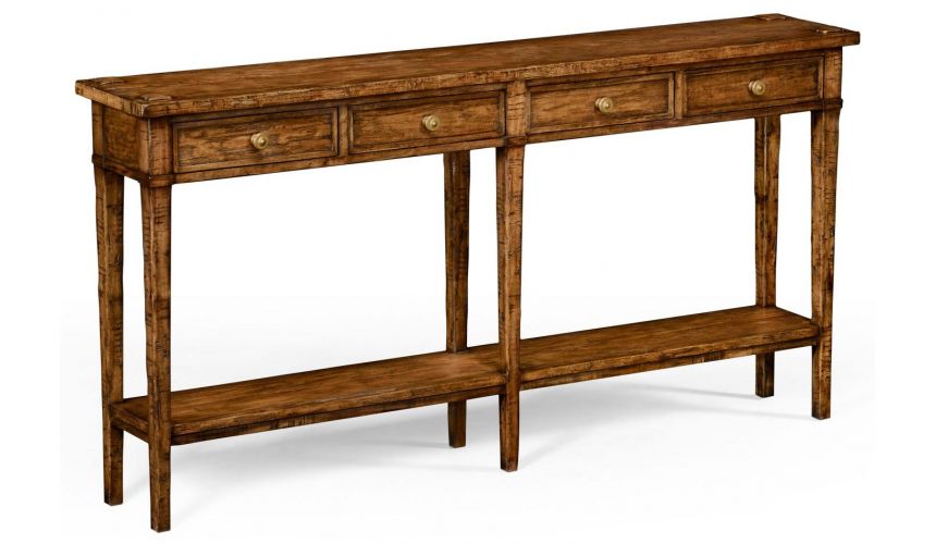Rectangular Walnut Narrow Console Table-75