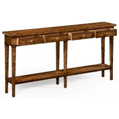 Rectangular Walnut Narrow Console Table-75 2