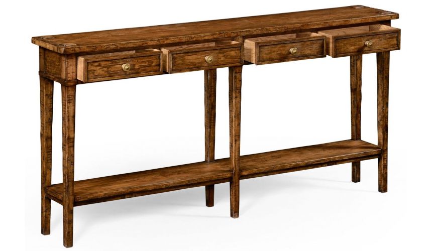 Rectangular Walnut Narrow Console Table-75
