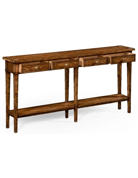 Rectangular Walnut Narrow Console Table-75
