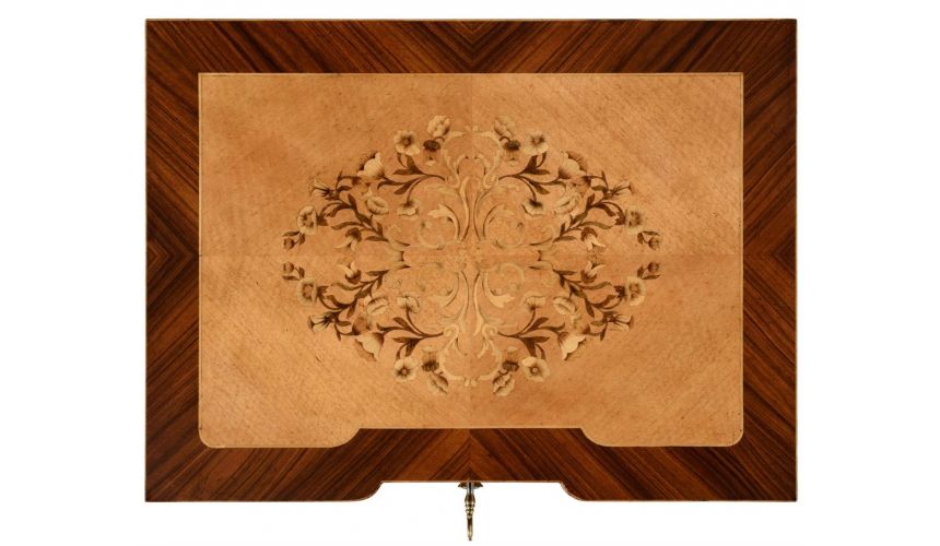 Square & Rectangular Side Tables Finely Detailed Satinwood and Marquetry Table-95