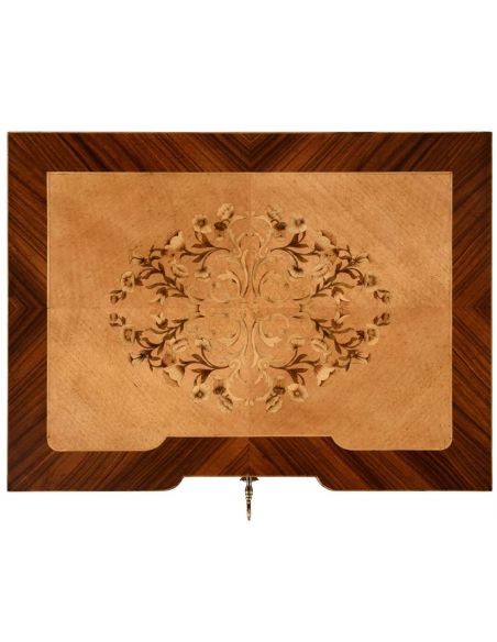 Square & Rectangular Side Tables Finely Detailed Satinwood and Marquetry Table-95