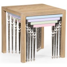Square & Rectangular Side Tables Oak and hammered iron coloured nest of tables