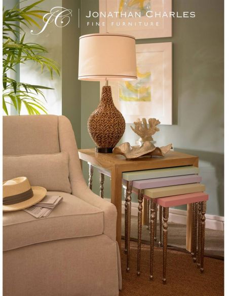 Square & Rectangular Side Tables Oak and hammered iron coloured nest of tables