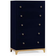 Modern Furniture Tall chest with blazer buttons (British Navy/Gold)