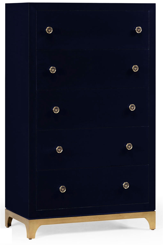 Modern Furniture Tall chest with blazer buttons (British Navy/Gold)