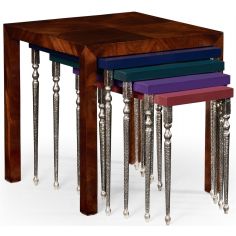 Square & Rectangular Side Tables Mahogany and hammered iron coloured nest of tables