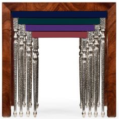 Square & Rectangular Side Tables Mahogany and hammered iron coloured nest of tables 2