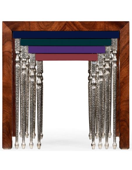 Square & Rectangular Side Tables Mahogany and hammered iron coloured nest of tables