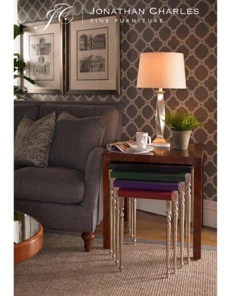 Square & Rectangular Side Tables Mahogany and hammered iron coloured nest of tables