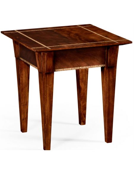 Mahogany side table with herringbone inlay detail