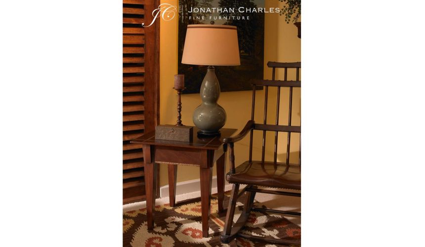 Square & Rectangular Side Tables Mahogany side table with herringbone inlay detail