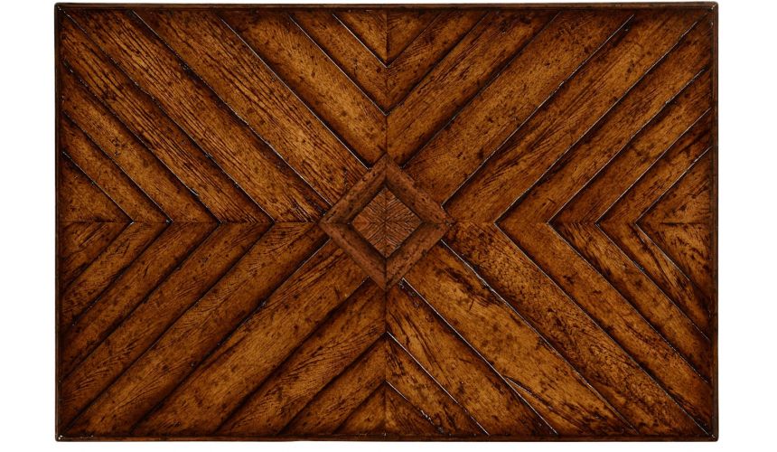 Square & Rectangular Side Tables Walnut parquet nesting tables with contrast inlay.