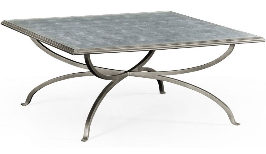 Modern Furniture Eglomise and iron square coffee table