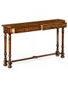 Console & Sofa Tables Heavily distressed parquet console table with strap handles