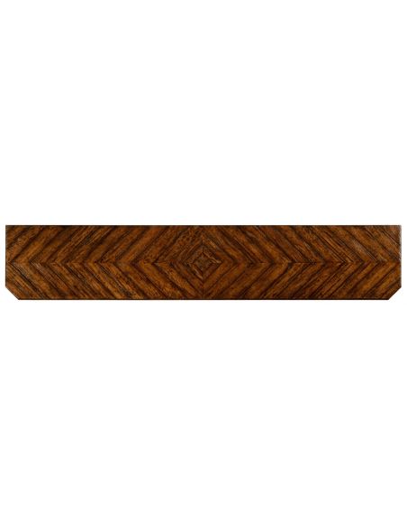 Console & Sofa Tables Heavily distressed parquet console table with strap handles