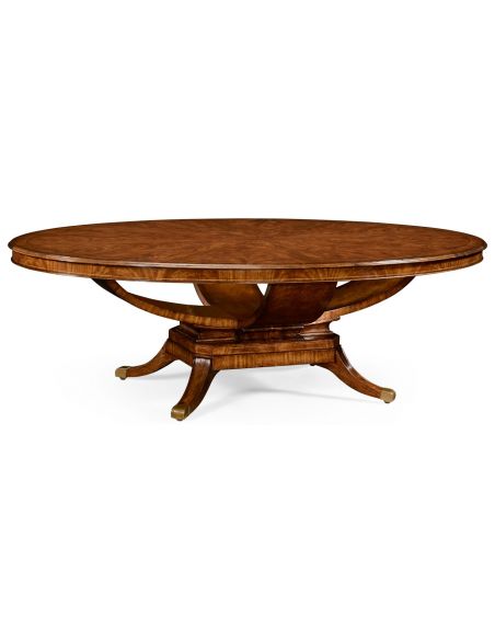 Biedermeier style walnut oval dining table
