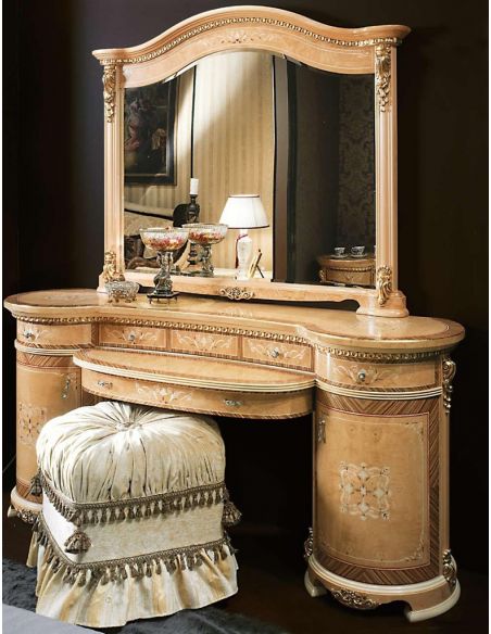 The grand vanity and mirror is a classical look