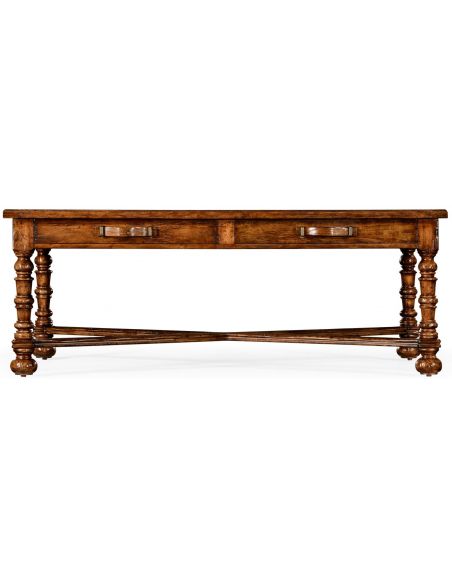 Coffee Tables Heavily distressed parquet coffee table with strap handles