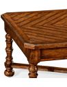 Coffee Tables Heavily distressed parquet coffee table with strap handles