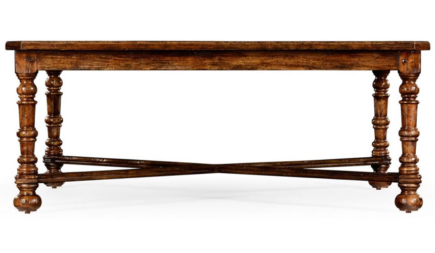 Heavily distressed large square parquet coffee table