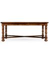 Heavily distressed large square parquet coffee table